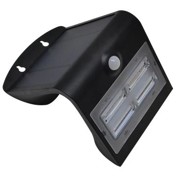 TRACON Napelemes LED fali világítótest mozgásérzékelővel, fekete, 3,2 W, 4000 K, 400 lm, IP65, 3,7 V, 2 Ah (LSLBB3W)