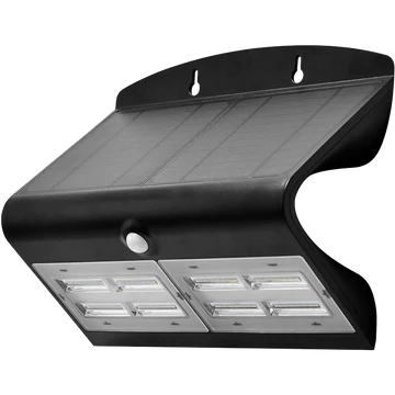 TRACON Napelemes LED fali világítótest mozgásérzékelővel, fekete, 6,8 W, 4000 K, 800 lm, IP65, 3,7 V, 4 Ah (LSLBB7W)
