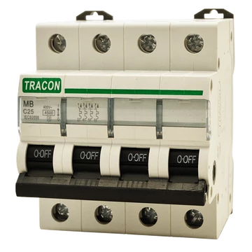 TRACON Kismegszakító, 4 pólus, C karakterisztika, 50A, 4,5 kA (MB-4C-50)