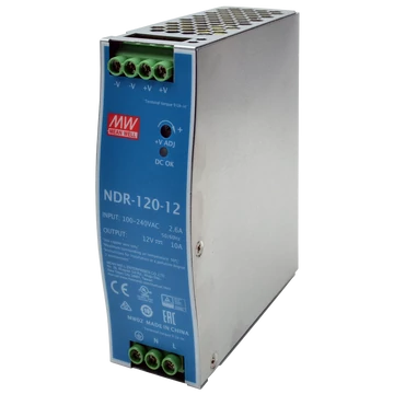 TRACON DIN sínre szerelhető tápegység szabályozható DC kimenettel, 90-264 VAC / 12-14 VDC, 120 W, 0-10 A (NDR-120-12)