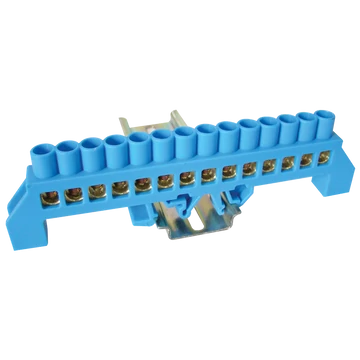 TRACON Szigetelt földelősín (N/PE), kék, 230/400VAC, 100A, 8x12mm, 14P, IP20 (NPE-B8-14)
