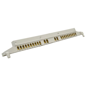 TRACON Szigetelt földelősín (N/PE) EDSS-12/. mod.elosztóhoz, 230/400VAC, 63A, 7,6x18,3mm, L=250 mm, 24P, IP20 (NPE-Z-24)