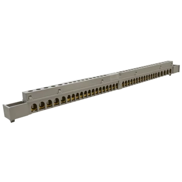 TRACON Szigetelt földelősín (N/PE) EDSS-18/. mod.elosztóhoz, 230/400VAC, 100A, 13,7x26,6mm, L=360 mm, 38P, IP20 (NPE-Z-38)