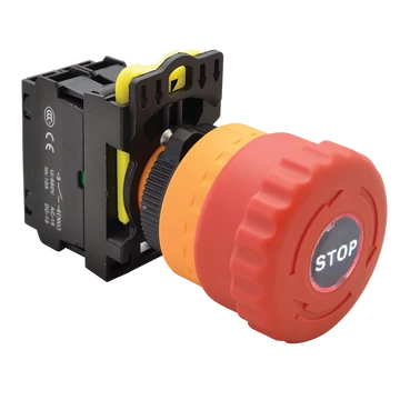 TRACON Vészgomb, világító, reteszelt, piros, 1xNC, 5A/230V AC-15, 40mm, IP65, LED 230V AC/DC (NYG3-ETLR)