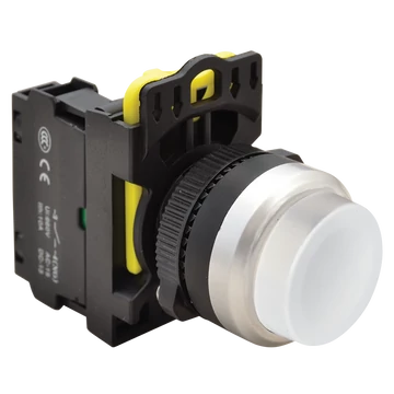 TRACON Kiálló nyomógomb, fehér, 1xNO, 5A/230V AC-15, IP65 (NYG3-HW)