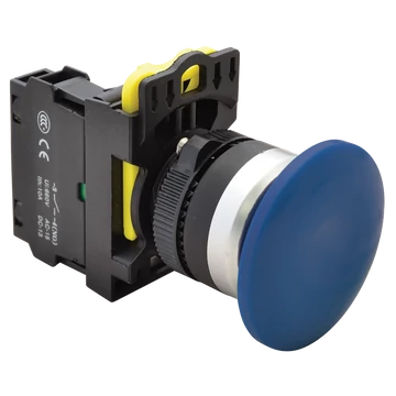 TRACON Gombafejű nyomógomb, kék, 1xNO, 5A/230V AC-15, 40mm, IP65 (NYG3-MB)