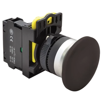 TRACON Gombafejű nyomógomb, fekete, 1xNO, 5A/230V AC-15, 40mm, IP65 (NYG3-MBK)