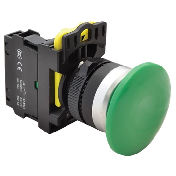 TRACON Gombafejű nyomógomb, zöld, 1xNO, 5A/230V AC-15, 40mm, IP65 (NYG3-MG)