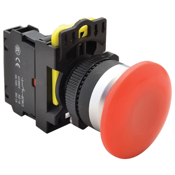 TRACON Gombafejű nyomógomb, piros, 1xNC, 5A/230V AC-15, 40mm, IP65 (NYG3-MR)