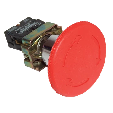 TRACON Reteszelt gombafejű vészgomb, fémalap, piros, elfordítással, 1xNC, 3A/400V AC, IP42, D=60mm (NYG642P60)