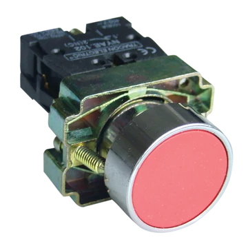 TRACON Tokozott egyszerű nyomógomb, fémalapra szerelt, piros, 1xNC, 3A/240V AC, IP44 (NYGBA42PT)