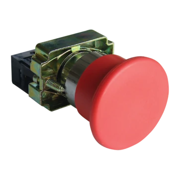 TRACON Tok. gombafejű vésznyomógomb, fémalap, piros, nem reteszelt, 1xNC, 3A/400V AC, IP44, d=40mm (NYGBC42PT)
