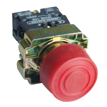 TRACON Tokozott gumiburkolatos nyomógomb, fémalapra szerelt, piros, 1xNC, 3A/240V AC, IP44 (NYGBP42PT)