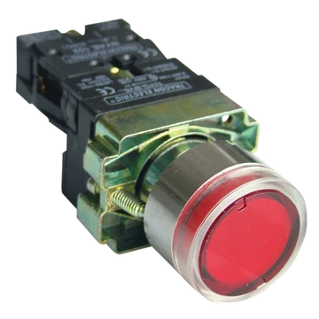 TRACON Tok. világító nyomógomb, fémalap, piros,glim, izzó nélkül, 1xNC, 3A/400V AC, 230V, IP44 (NYGBW33PT)