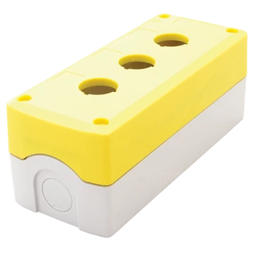 TRACON Összeállított tokozat nyomógombokhoz, sárga, 3-es, d=22,5, IP65, 2xPG-13,5 (NYGD-3YE)