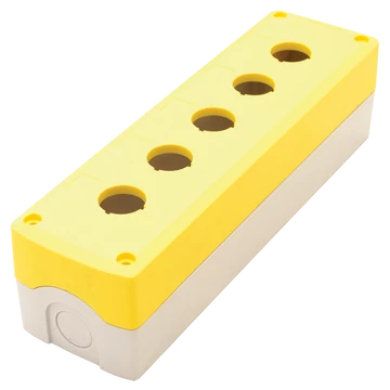 TRACON Összeállított tokozat nyomógombokhoz, sárga, 5-es, d=22,5, IP65, 2xPG-13,5 (NYGD-5YE)