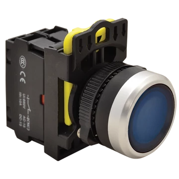 TRACON Világító nyomókapcsoló, kék, 1xNO, 5A/230V AC-15, IP65, LED 230V AC/DC (NYK3-LB)