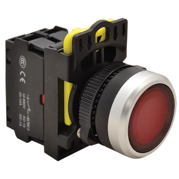 TRACON Világító nyomókapcsoló, piros, 1xNC, 5A/230V AC-15, IP65, LED 230V AC/DC (NYK3-LR)