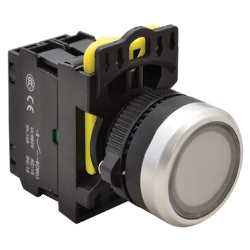 TRACON Világító nyomókapcsoló, fehér, 1xNO, 5A/230V AC-15, IP65, LED 230V AC/DC (NYK3-LW)