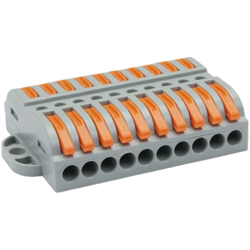 TRACON Csavar nélküli vezetékösszekötő, toldó, nyitható, 0,5-4mm2, 32A, 400VAC 10P (OVOFT1010)