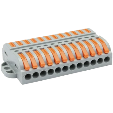 TRACON Csavar nélküli vezetékösszekötő, toldó, nyitható, 0,5-4mm2, 32A, 400VAC 12P (OVOFT1212)