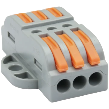 TRACON Csavar nélküli vezetékösszekötő, toldó, nyitható, 0,5-4mm2, 32A, 400VAC 3P (OVOFT33)