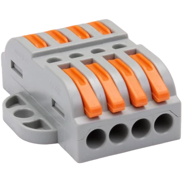 TRACON Csavar nélküli vezetékösszekötő, toldó, nyitható, 0,5-4mm2, 32A, 400VAC 4P (OVOFT44)