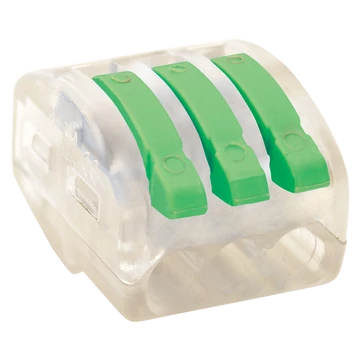 TRACON Csavar nélküli vezetékösszekötő, nyitható átlátszó, 0,75-4mm2, 32A, 400VAC 3P (OVOT2,5-3)