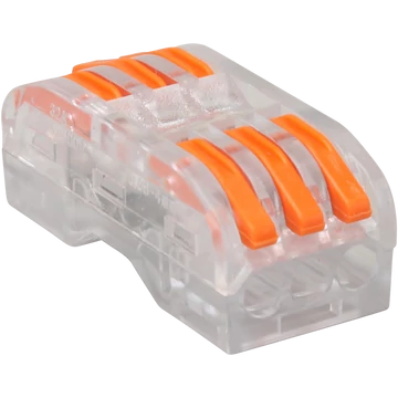 TRACON Csavar nélküli vezetékösszekötő, toldó, nyitható, átlátszó, 0,5-4mm2, 32A, 400VAC 3P (OVOTT33)