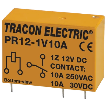 TRACON Print relé, 12V DC / 1xCO (10A, 230V AC / 30V DC) (PR12-1V10A)