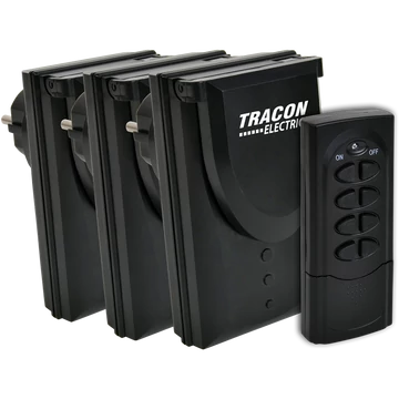 TRACON Távkapcsolós csatlakozóaljzat, 3 aljzat, 1 távírányító, IP44, 230VAC, 50Hz, 3600W, IP44, 433,92MHz (RCS13-IP)