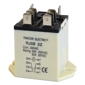 TRACON Nagyteljesítményű relé, 48V DC / 2xCO (30A, 230V AC / 28V DC) (RJ08-48DC)