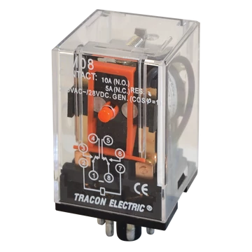 TRACON Ipari relé, 24V DC / 2xCO, (3A, 230V AC / 28V DC) (RM08-24DC)