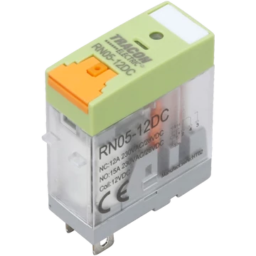 TRACON Print relé tesztgombbal és állapotjelzéssel, 110V AC / 1xCO (NC: 12A, NO: 15A, 230V AC / 30V DC) (RN05-110AC)