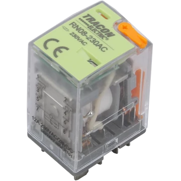 TRACON Miniatűr teljesítményrelé tesztgombbal és állapotjelzéssel, 110V DC / 2xCO (12A, 230V AC / 28V DC) (RN08-110DC)