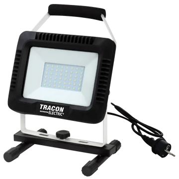 TRACON Hordozható LED szerelő fényvető, 220-240 VAC, 30W, 2400lm, IP65, 4000K, EEI=G (RSMDAW30W)
