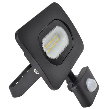 TRACON SMD fényvető mozgásérzékelővel, fekete, 220-240V, 10W, 4000K, IP65, 800lm, 120°, 10s-7min, 3-10m, EEI=G (RSMDLM10H)
