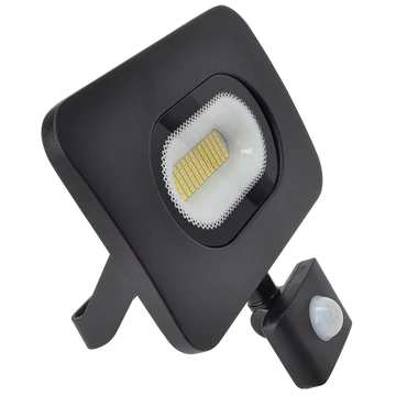 TRACON SMD fényvető mozgásérzékelővel, fekete, 220-240V, 30W, 4000K, IP65, 2700lm, 120°, 10s-7min, 3-10m, EEI=F (RSMDLM30H)