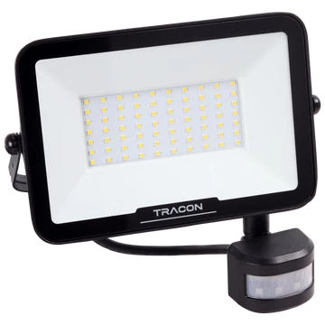 TRACON LED fényvető SAMSUNG chippel, mozgásérzékelős, 220-240V AC, 50W, 4000K, IP65, 5000lm, EEI=F (RSMDSM50W)