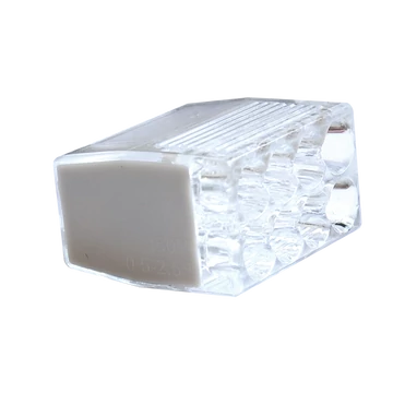 TRACON Csavar nélküli vezetékösszekötő, átlátszó/szürke, 8x0,5-2,5mm2, 450VAC, max. 16A (RVO2,5-8)