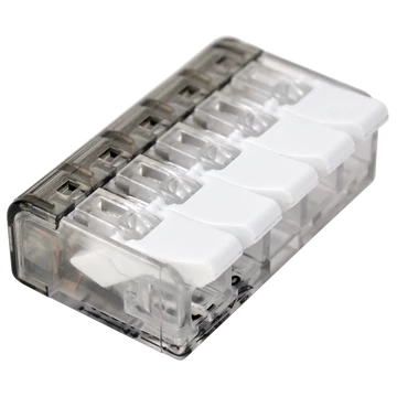 TRACON Csavar nélküli vezetékösszekötő, nyitható átlátszó,0,2-4mm2, 32A, 450VAC 5P (RVON5)