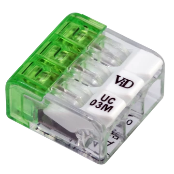 TRACON Csavar nélküli vezetékösszekötő, nyitható átlátszó, 0,2-2,5mm2, 24A, 450VAC 3P (RVONK3)
