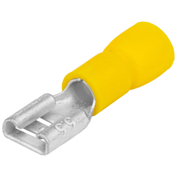 TRACON Szigetelt rátolható csatlakozó hüvely, sárgaréz, sárga, 6,3x0,8mm, 6mm2 (SCSH6)