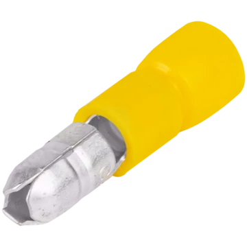 TRACON Szigetelt hengeres csatlakozó dugó, elektrolitréz, sárga, 6mm2, (d1=3,5mm, d2=5mm), PVC (SH4)