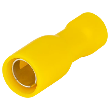 TRACON Szigetelt hengeres csatlakozó aljzat, elektrolitréz, sárga, 6mm2, (d1=3,5mm, d2=5mm), PVC (SHA4)