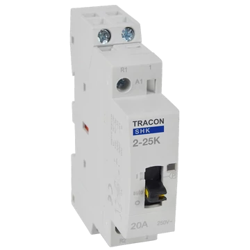 TRACON Installációs kontaktor, 230V AC, 50Hz, 1 Mod, 2xNO, AC1/AC7a, 25A (SHK2-25K)