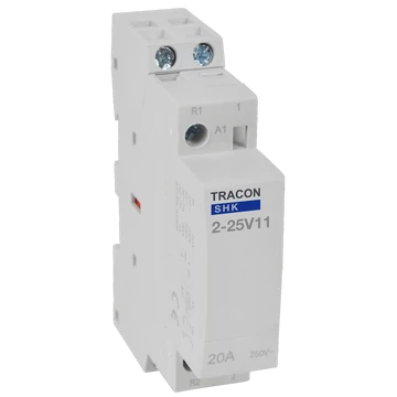 TRACON Installációs kontaktor, 230V AC, 50Hz, 1 Mod, 1xNO+1xNC, AC1/AC7a 25A (SHK2-25V11)