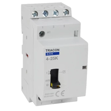 TRACON Installációs kontaktor, 230V AC, 50Hz, 2 Mod, 4xNO, AC1/AC7a, 25A (SHK4-25K)