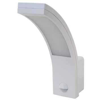 TRACON Mozgásérzékelős fali lámpatest, ívelt forma, 230VAC, 10W, 140°, 2-9m, 10s-5m, 4500K , IP54, 800lm, EEI=G (SLI10W)