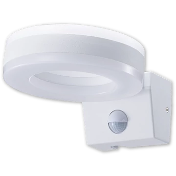 TRACON Mozgásérzékelős fali lámpatest, gyűrű forma, 230VAC, 20W, 1700lm, 4500K, 10s-5m, 3-2000lx, 9m, IP65, EEI=F (SLOM20W)